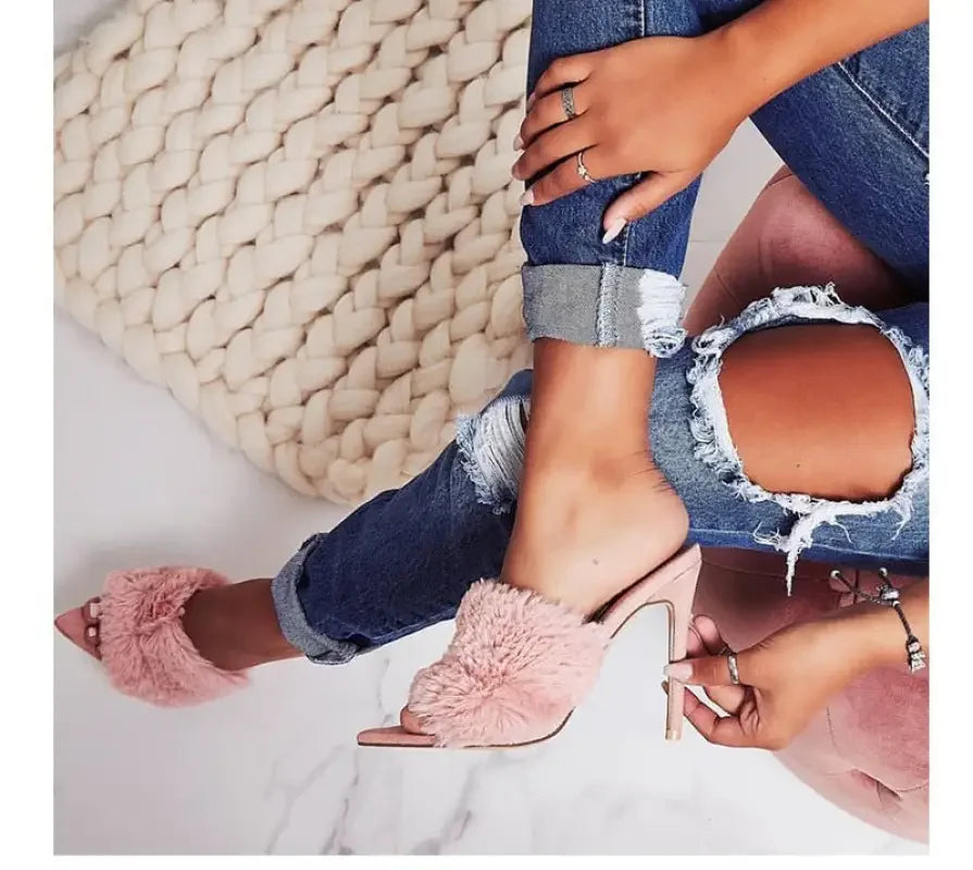 Candy Fur Heels | Fashionsarah.com