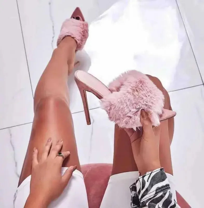 Candy Fur Heels | Fashionsarah.com