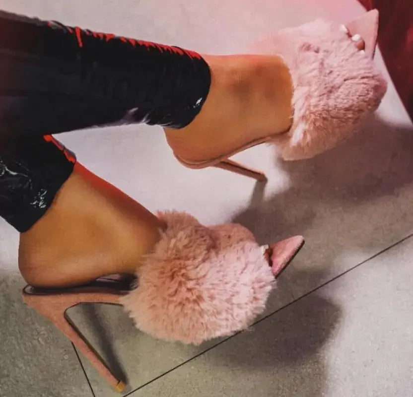 Candy Fur Heels | Fashionsarah.com