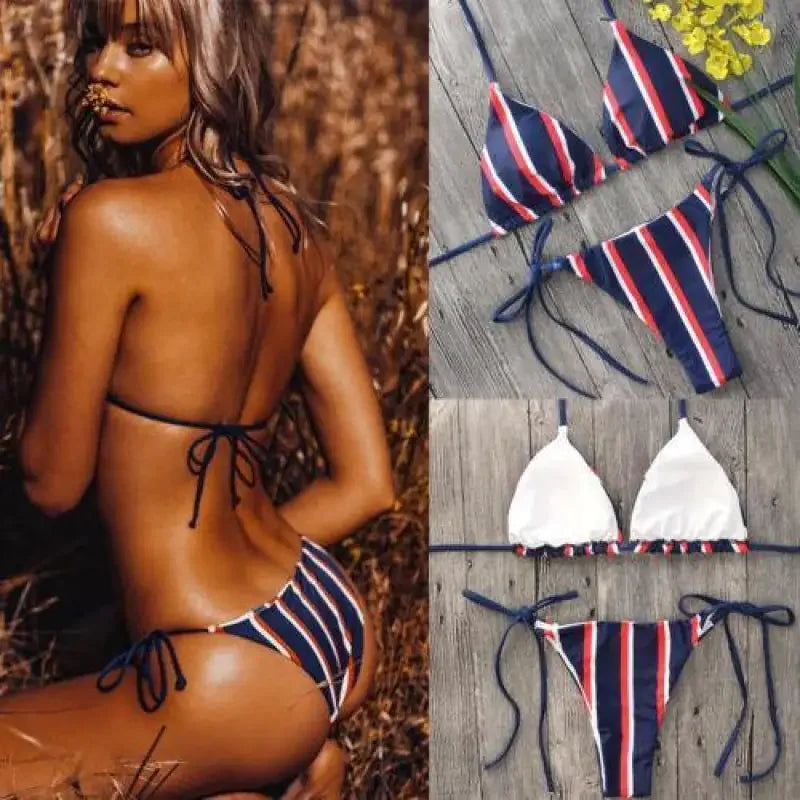 Triangle Striped Bikinis | Fashionsarah.com