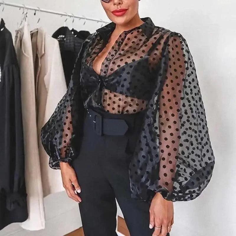 Polka Dot Mesh T-Shirt | Fashionsarah.com