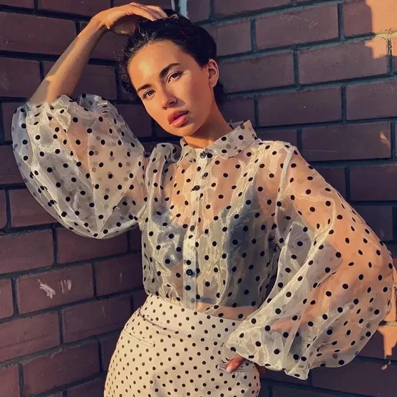 Polka Dot Mesh T-Shirt | Fashionsarah.com