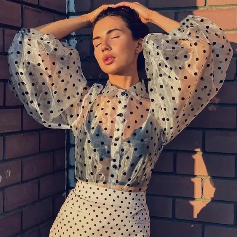 Polka Dot Mesh T-Shirt | Fashionsarah.com
