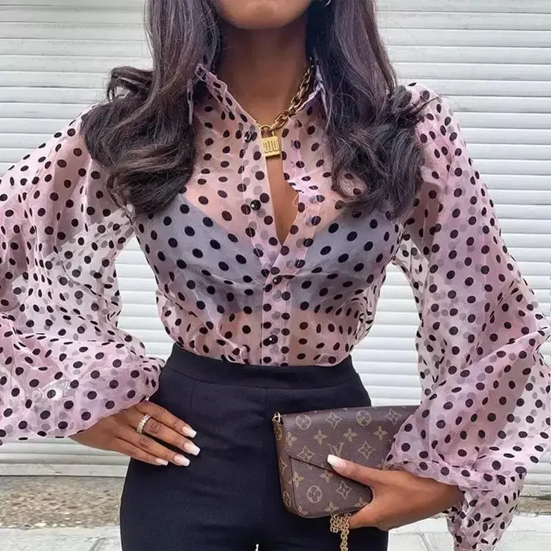 Polka Dot Mesh T-Shirt | Fashionsarah.com