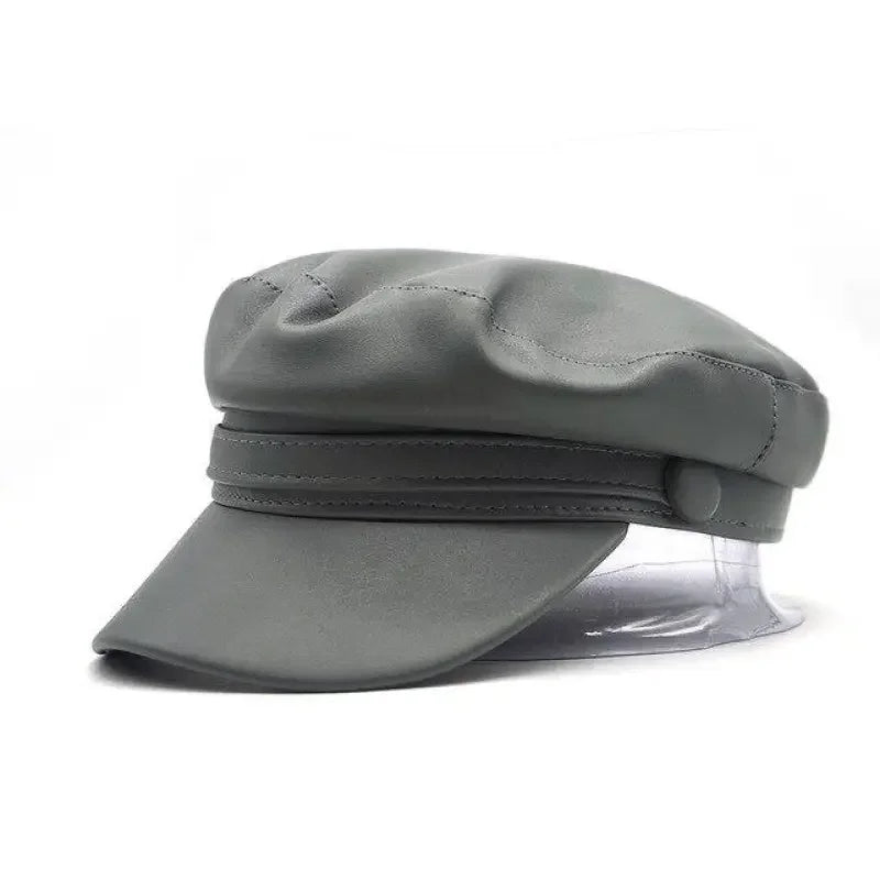 Leather Military Cap | Fashionsarah.com