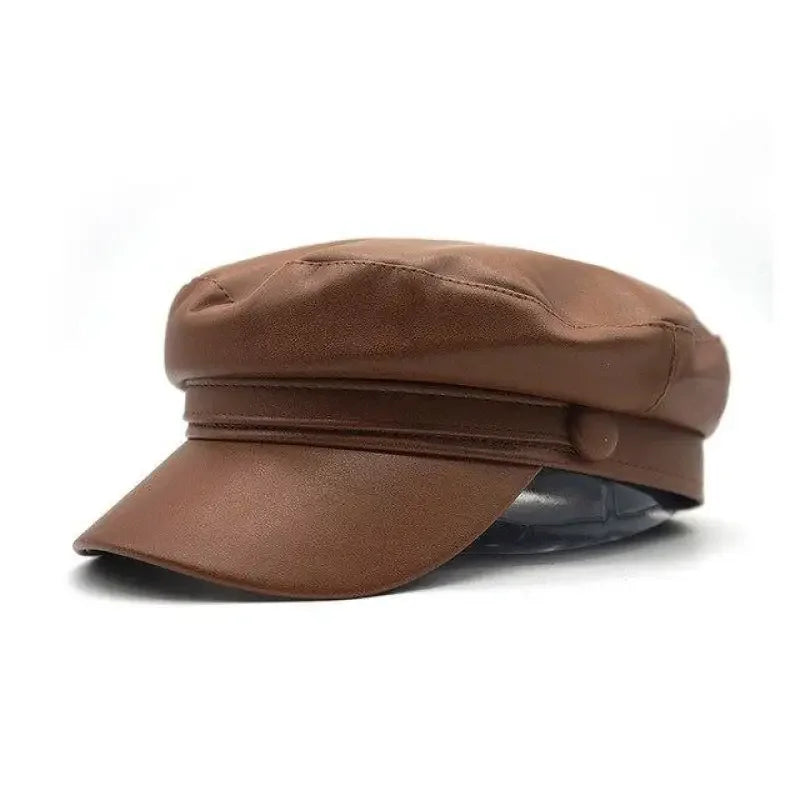 Leather Military Cap | Fashionsarah.com