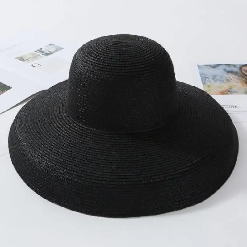 Black straw sun hat, ladies straw beach hat perfect for summer beach outings