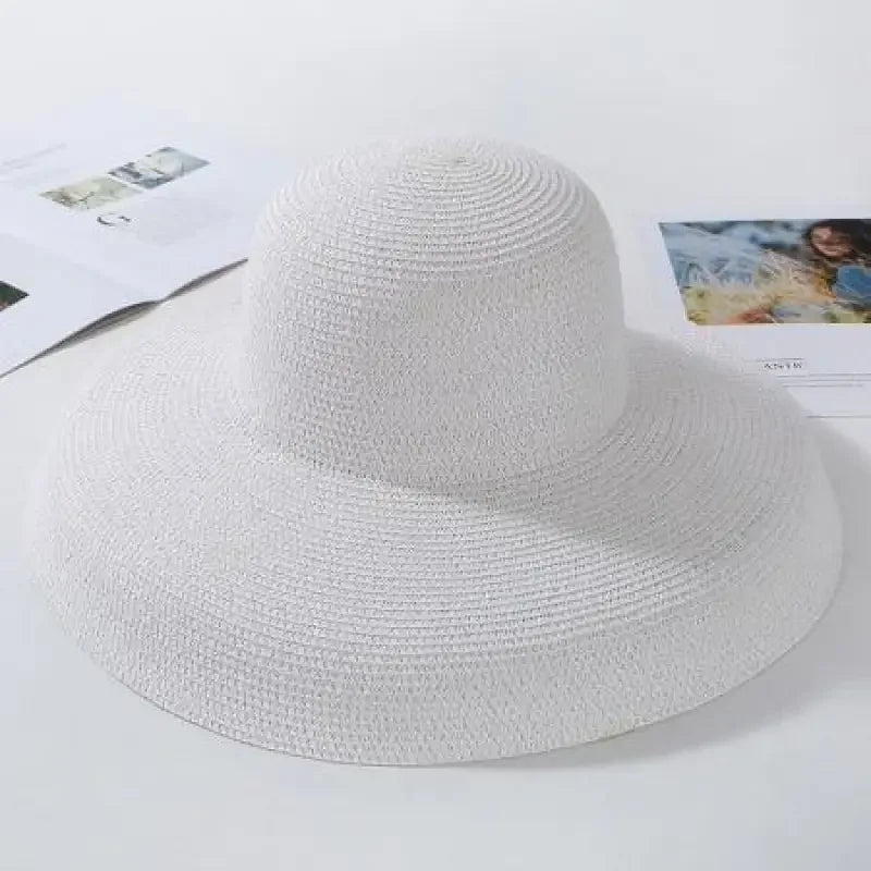 White woven straw beach hat, perfect for ladies straw beach hat and sun protection