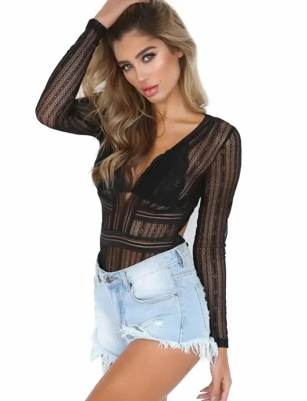 Fashionsarah.com Slim Lace Mesh Bodysuit!