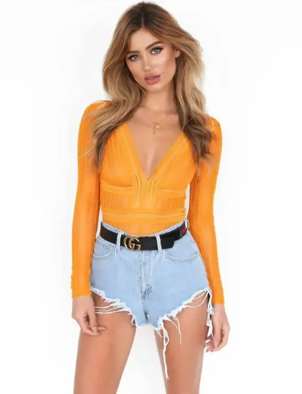 Fashionsarah.com Slim Lace Mesh Bodysuit!