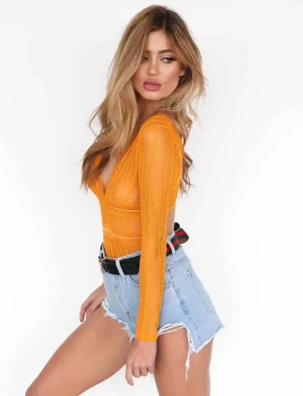 Fashionsarah.com Slim Lace Mesh Bodysuit!