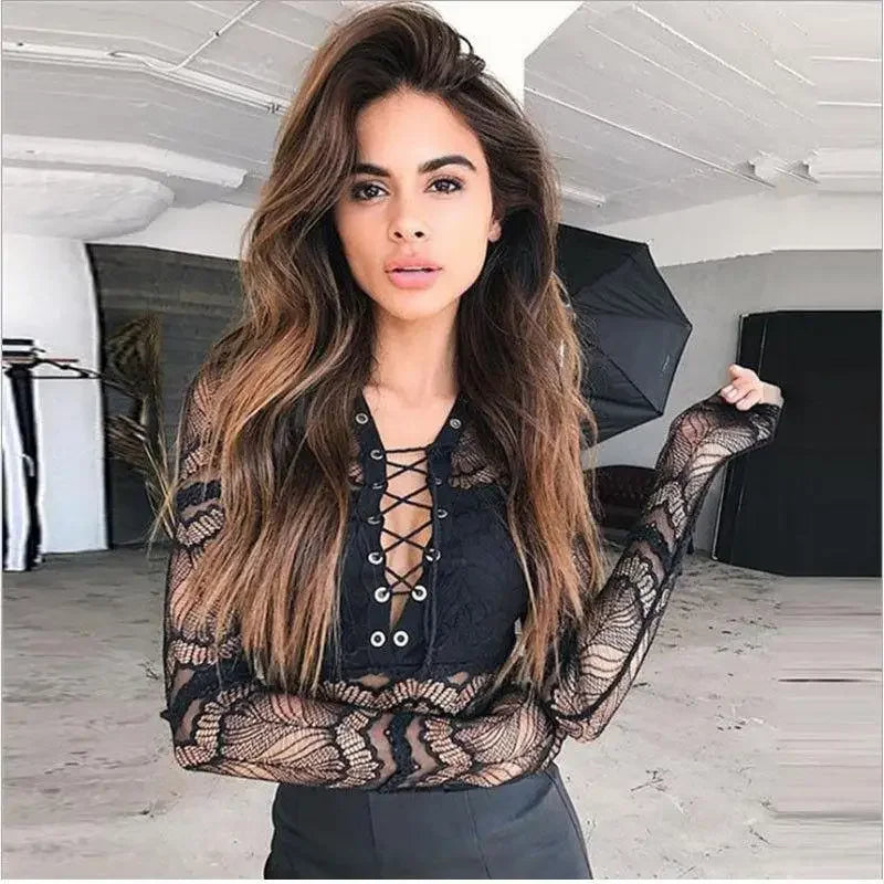 Long Sleeve Lace Up Bodysuit! | Fashionsarah.com