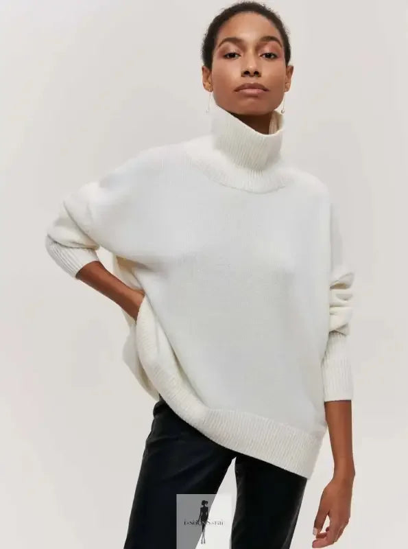 Fashionsarah.com Fashionsarah.com Elegant Loose Mock Neck Warm Sweater Top