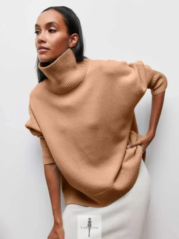 Fashionsarah.com Fashionsarah.com Elegant Loose Mock Neck Warm Sweater Top