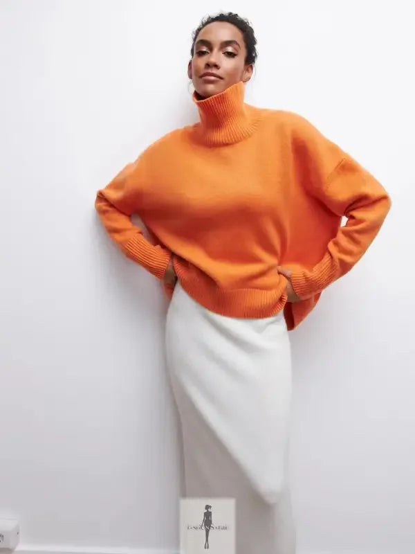 Fashionsarah.com Fashionsarah.com Elegant Loose Mock Neck Warm Sweater Top