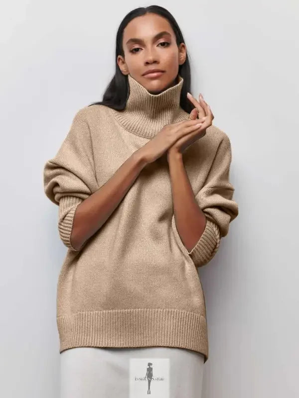 Fashionsarah.com Fashionsarah.com Elegant Loose Mock Neck Warm Sweater Top