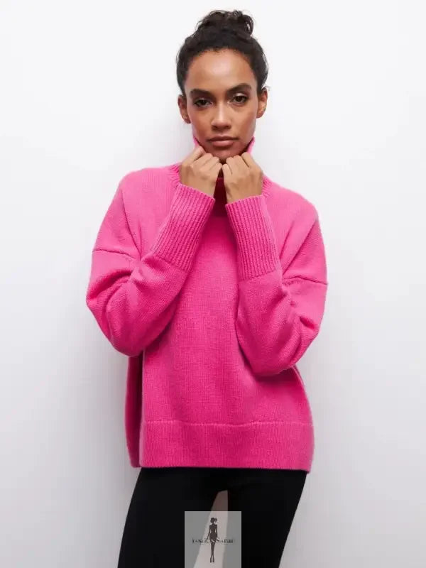 Fashionsarah.com Fashionsarah.com Elegant Loose Mock Neck Warm Sweater Top
