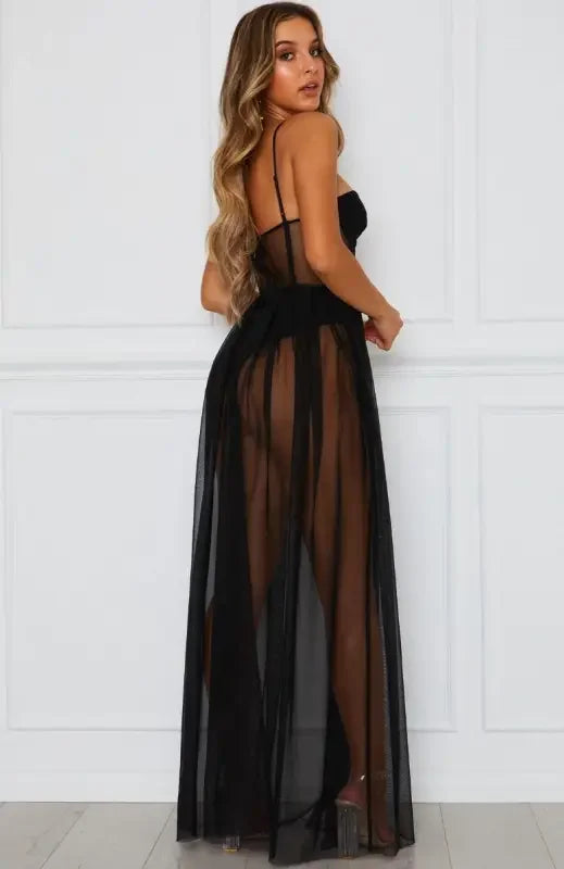 Mesh Maxi Dress with Bodysuit | Fashionsarah.com