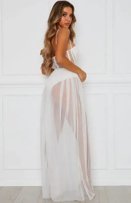Mesh Maxi Dress with Bodysuit | Fashionsarah.com