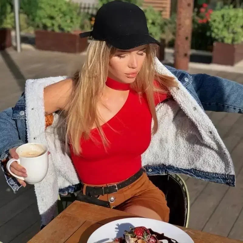 Fashionsarah.com One shoulder Fashion Bodysuits