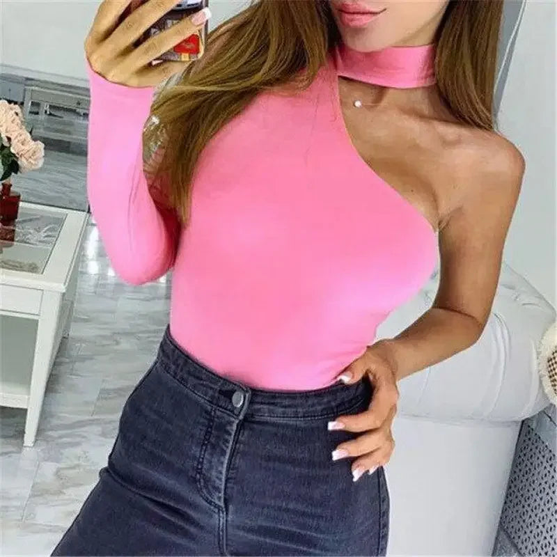 Fashionsarah.com One shoulder Fashion Bodysuits