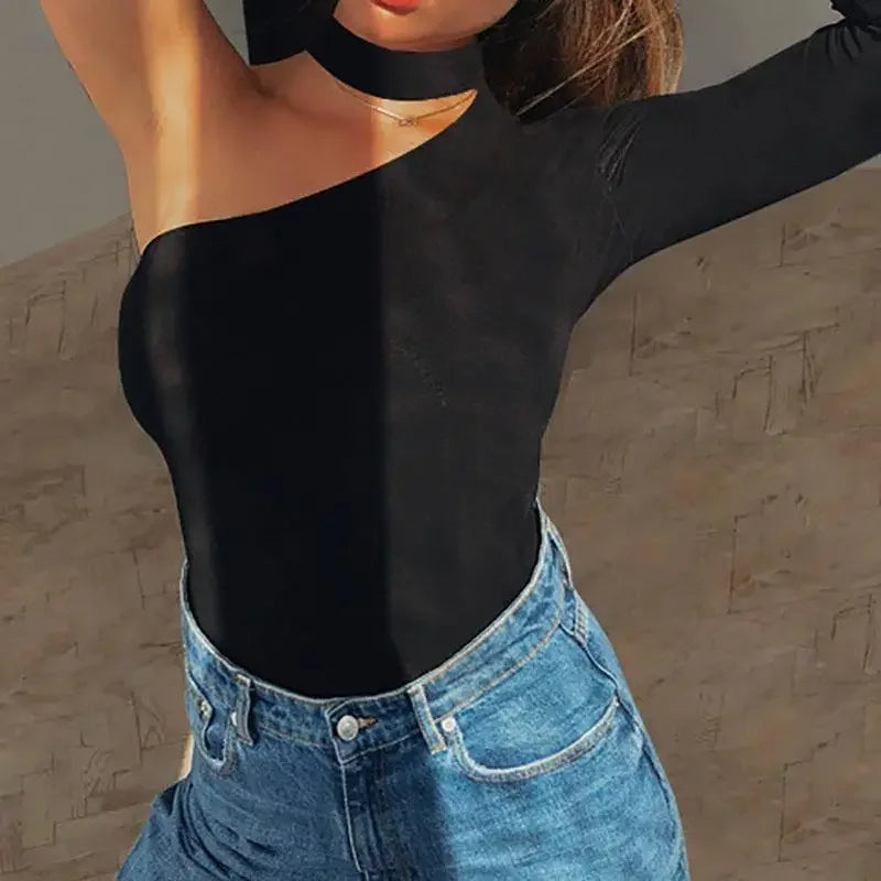 Fashionsarah.com One shoulder Fashion Bodysuits