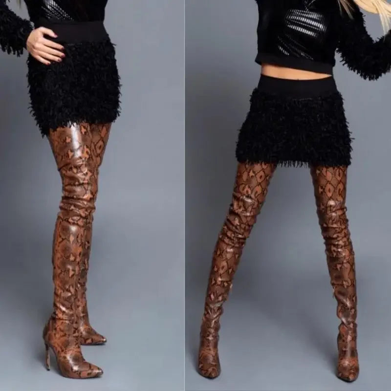 Leopard Over-the-knee Long Boots | Fashionsarah.com