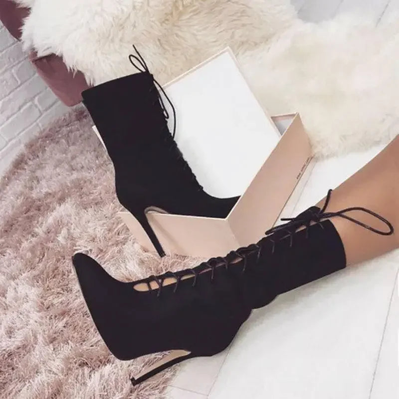 Stretch Lace-Up Boots | Fashionsarah.com