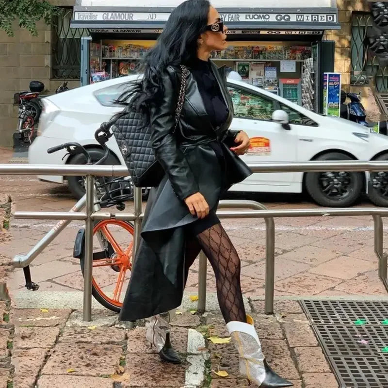 Leather Windbreaker Coat | Fashionsarah.com