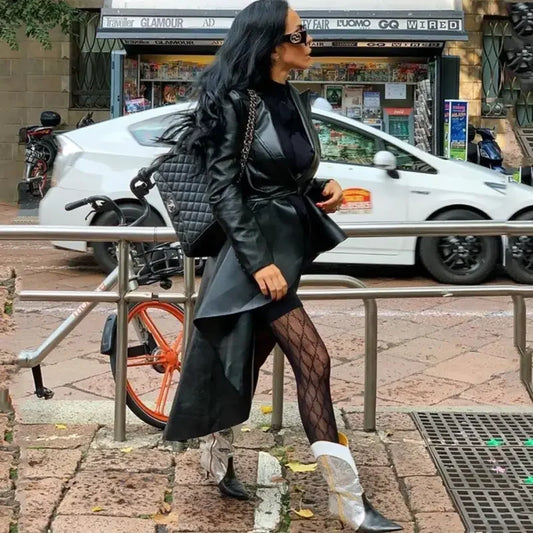 Leather Windbreaker Coat | Fashionsarah.com