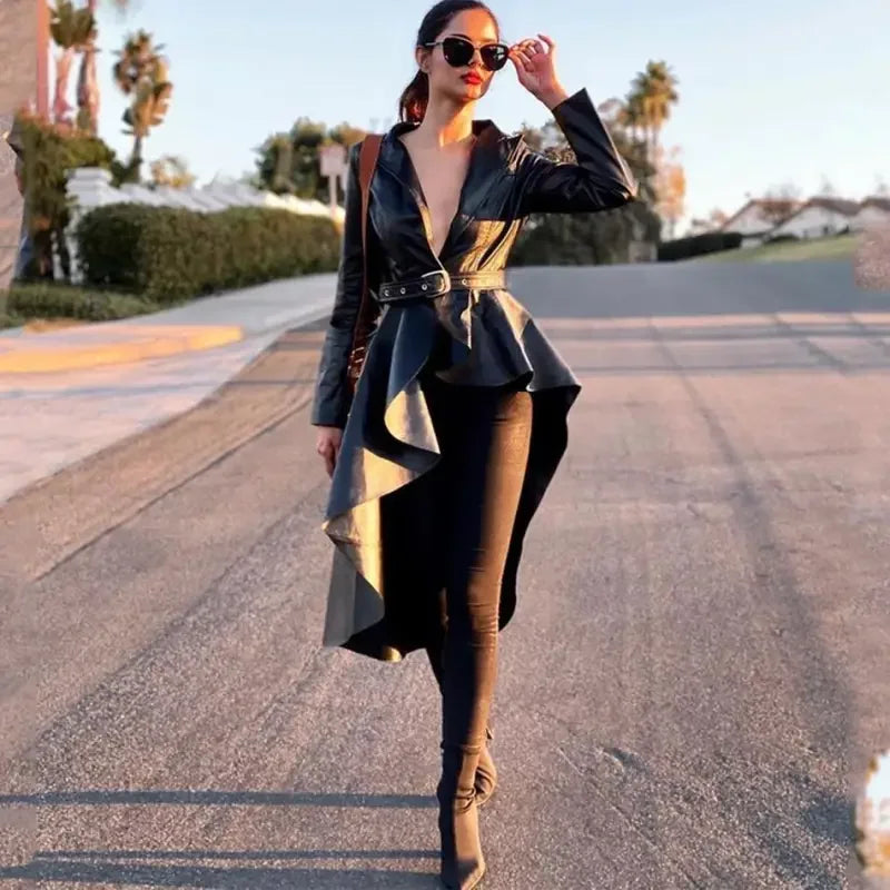 Leather Windbreaker Coat | Fashionsarah.com