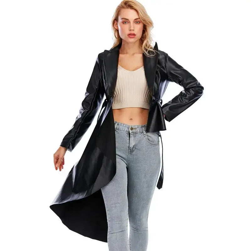 Leather Windbreaker Coat | Fashionsarah.com