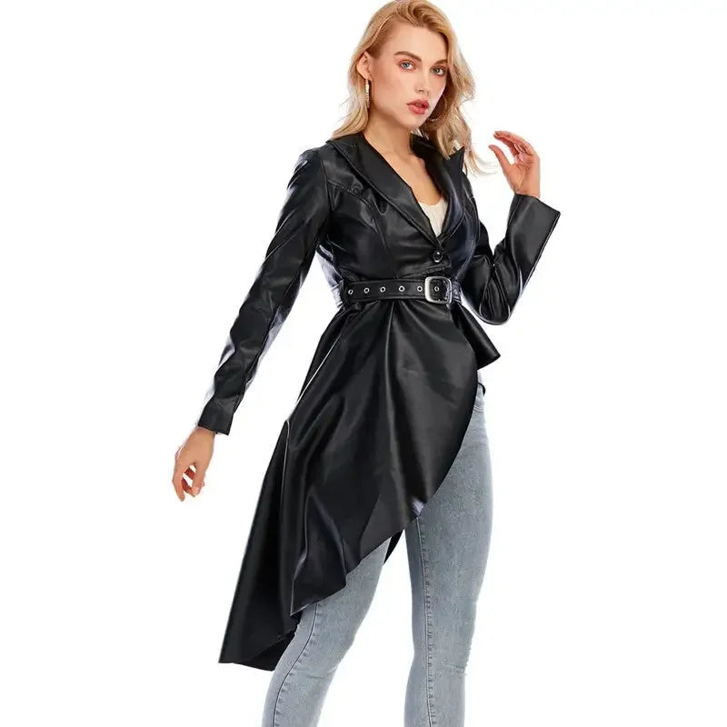 Leather Windbreaker Coat | Fashionsarah.com
