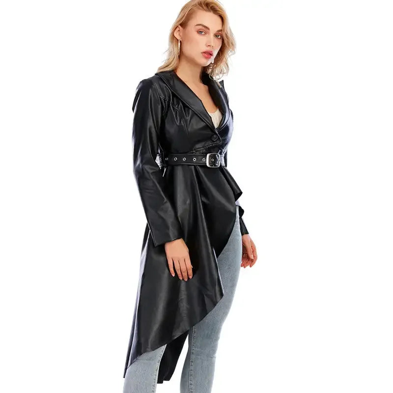 Leather Windbreaker Coat | Fashionsarah.com