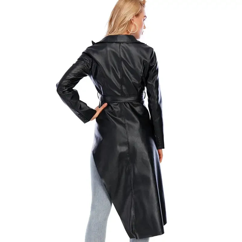 Leather Windbreaker Coat | Fashionsarah.com