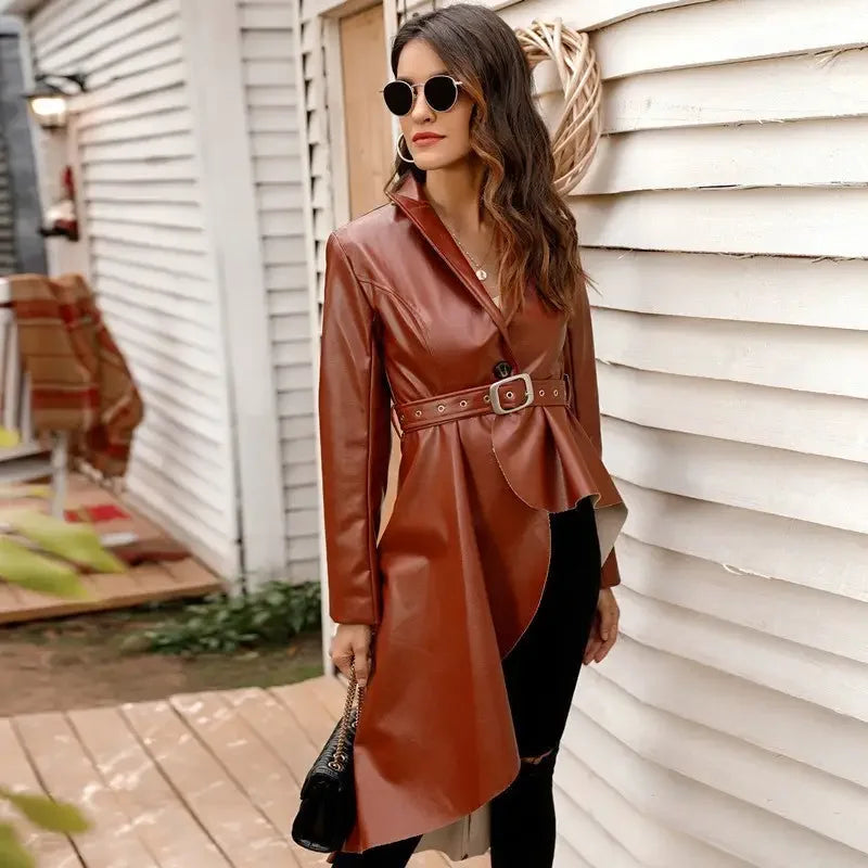 Leather Windbreaker Coat | Fashionsarah.com