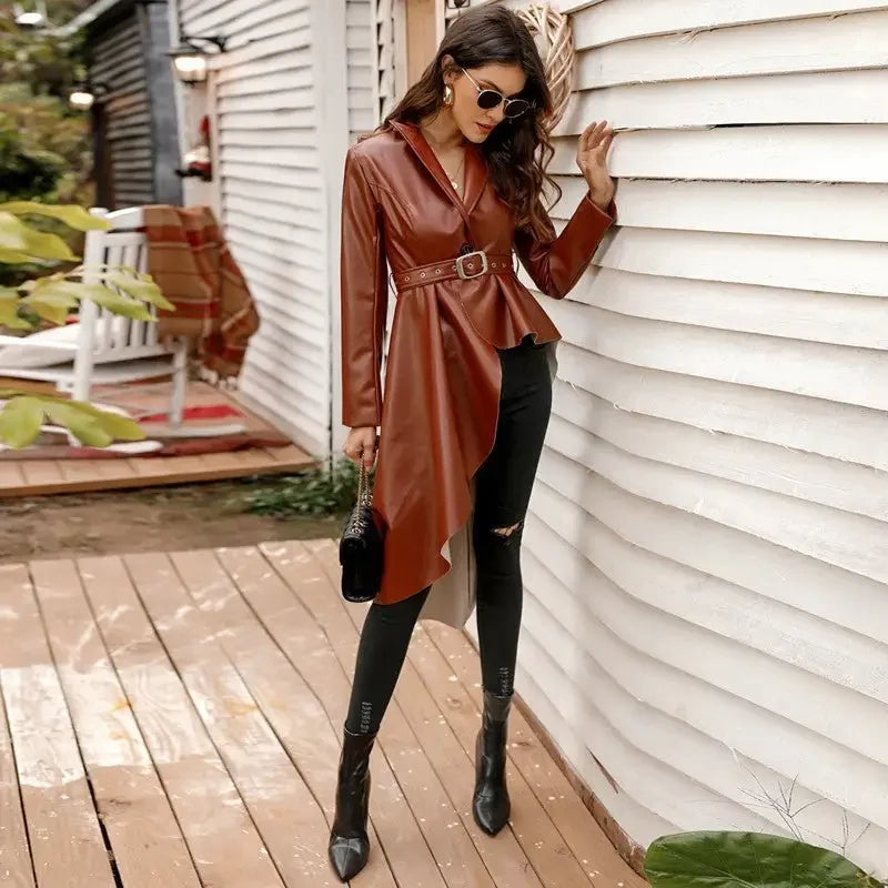Leather Windbreaker Coat | Fashionsarah.com
