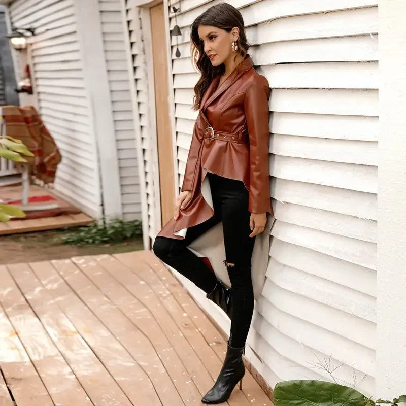 Leather Windbreaker Coat | Fashionsarah.com