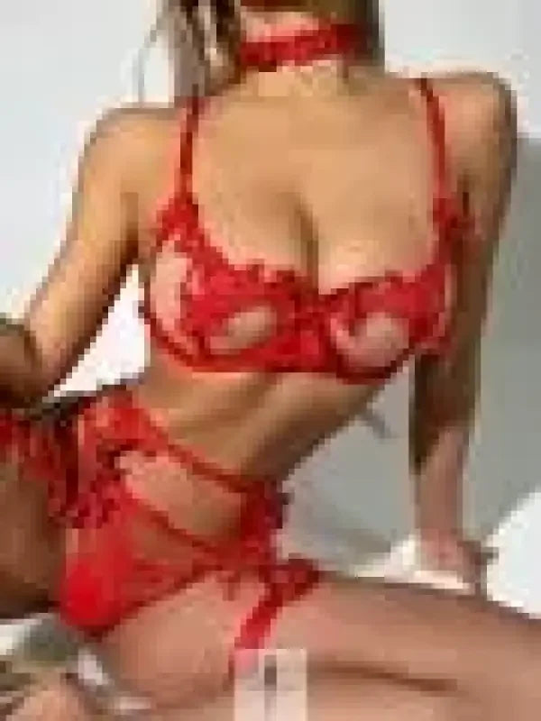 Fashionsarah.com Fashionsarah.com Cross Embroidery See-Through Lingerie Set