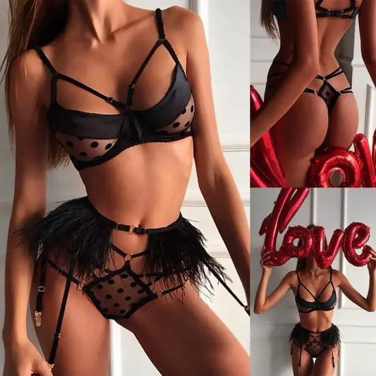 Black Dot Lingerie Set | Fashionsarah.com