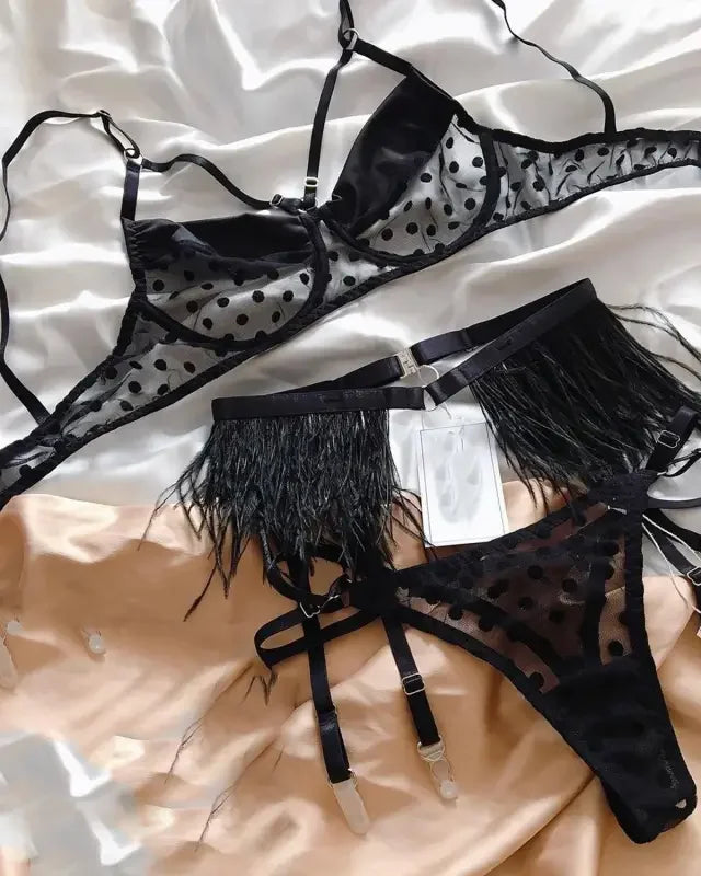 Black Dot Lingerie Set | Fashionsarah.com