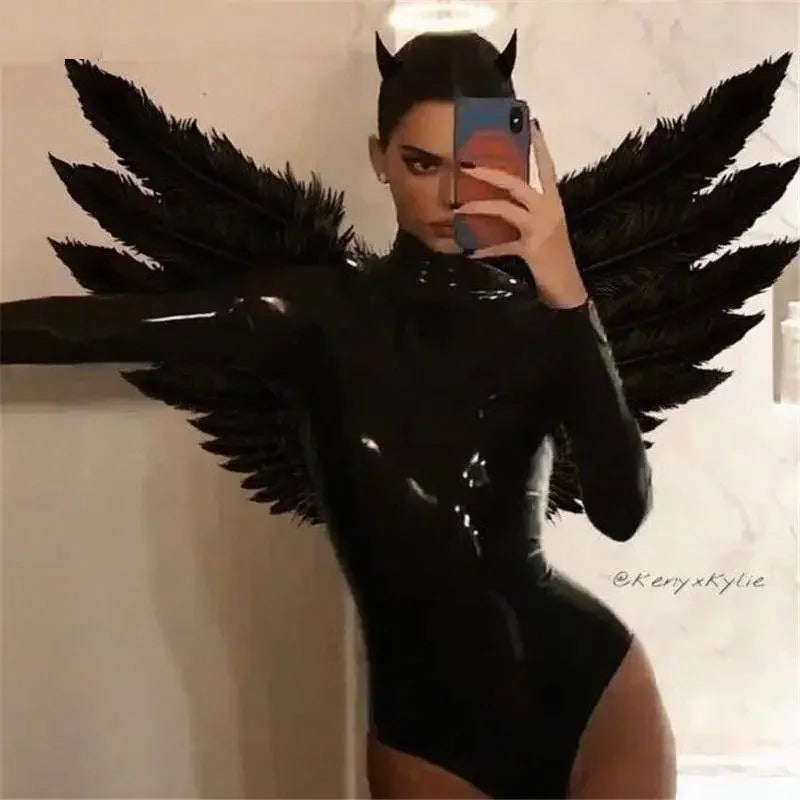 Fashionsarah.com Leather Slim Elastic Bodysuit