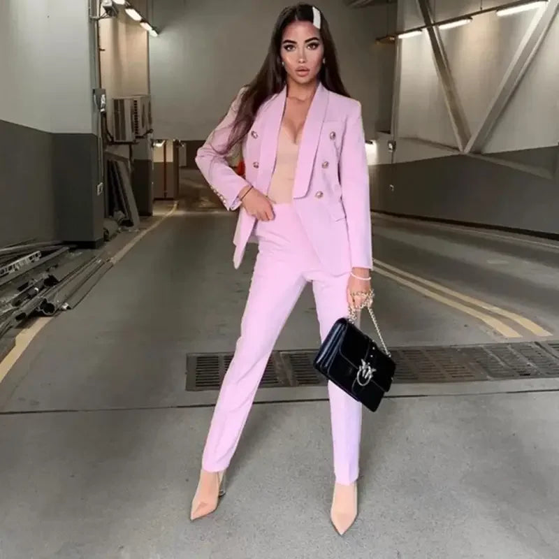 Spring Office Blazer with Trousers Sets | Fashionsarah.com