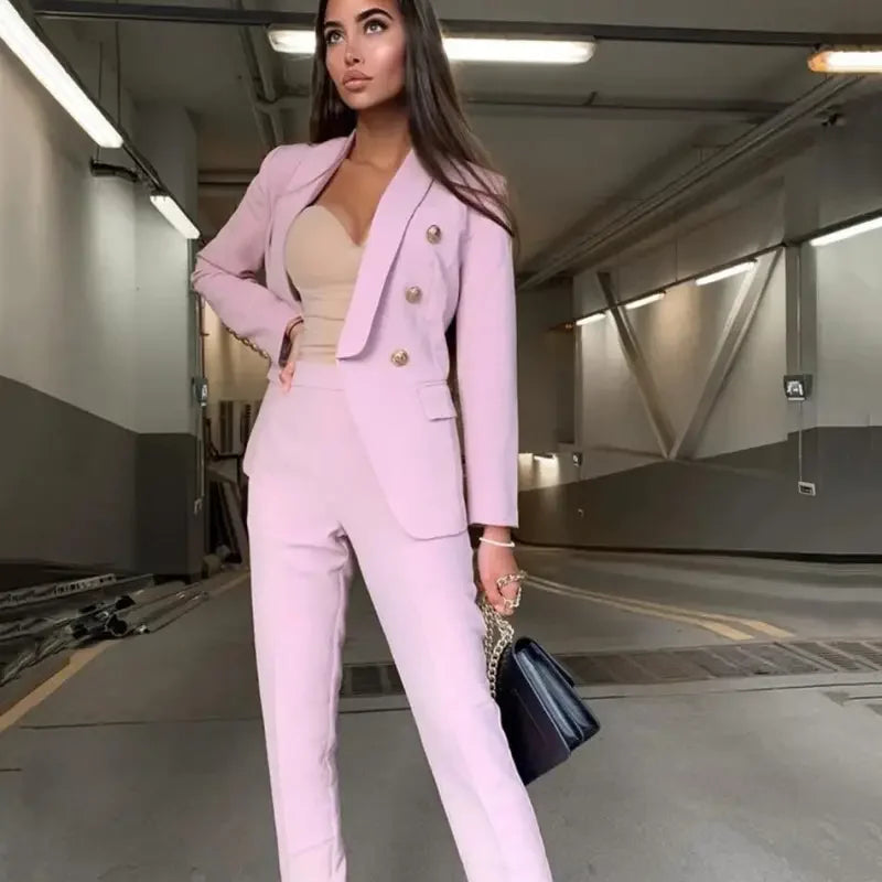 Spring Office Blazer with Trousers Sets | Fashionsarah.com