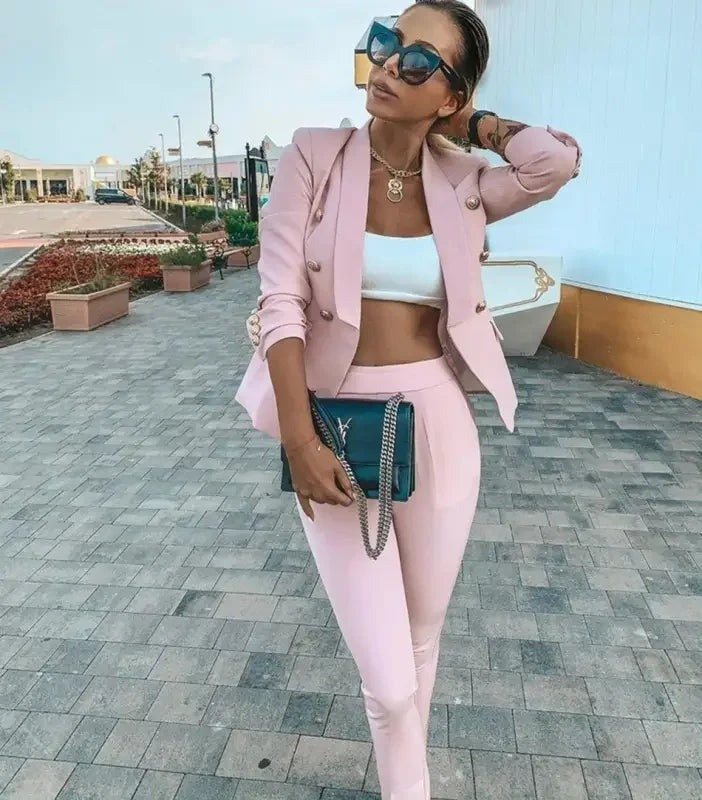 Spring Office Blazer with Trousers Sets | Fashionsarah.com