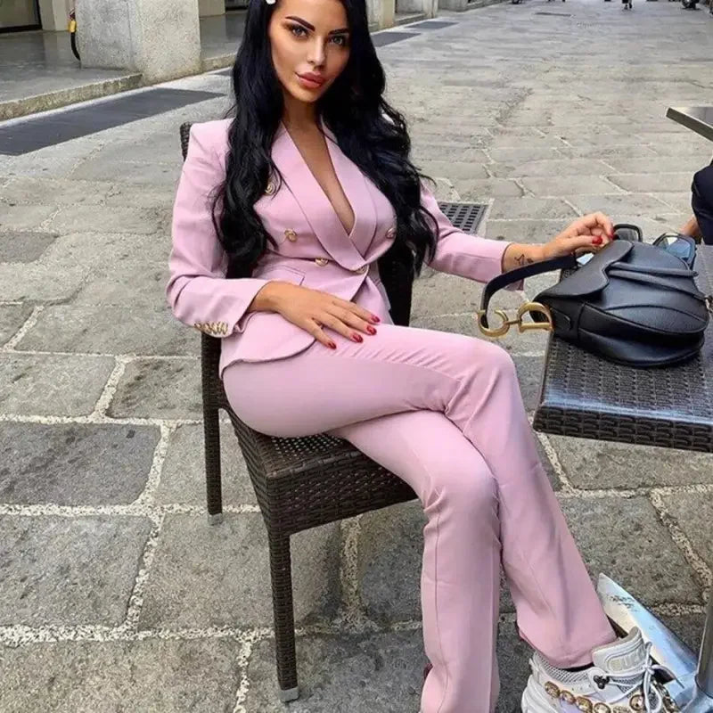 Spring Office Blazer with Trousers Sets | Fashionsarah.com