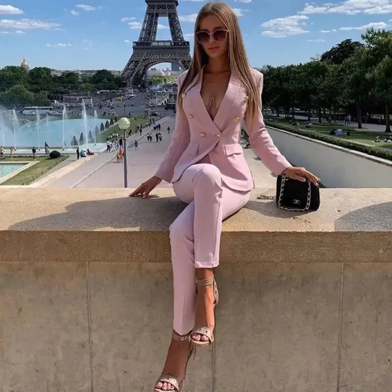 Spring Office Blazer with Trousers Sets | Fashionsarah.com