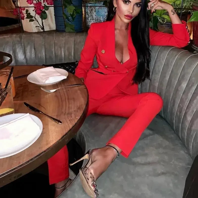 Spring Office Blazer with Trousers Sets | Fashionsarah.com