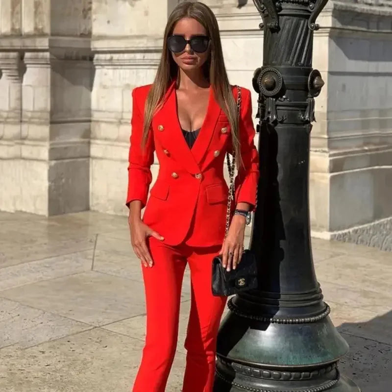 Spring Office Blazer with Trousers Sets | Fashionsarah.com