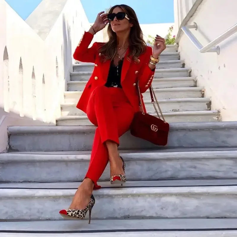 Spring Office Blazer with Trousers Sets | Fashionsarah.com